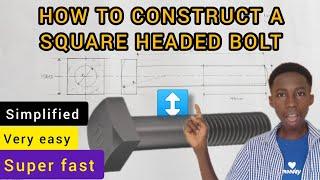 How to draw a square headed bolt (technical drawing)#engineeringdrawing