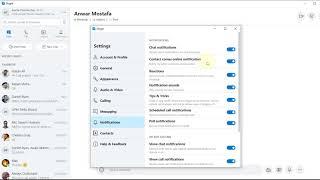 Disable skype contact comes online notification 2020