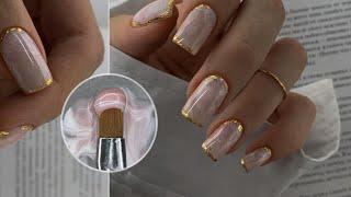 The MOST BEAUTIFUL and FAST marble manicure / Texture on nails / Quartz foil manicure