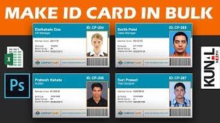 how to make ID cards or visiting cards in bulk with Photoshop Variables and excel