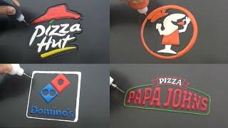 Pizza Brand Logos Pancake Art - Pizza Hut, Little Caesars, Domino's, Papa John's