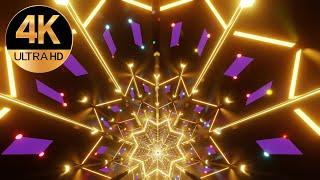 10 hour 4k TV VJ loop Metallic Gold color Relaxing background Video neon Deep tunnel,  screensaver