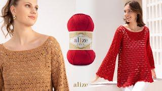 Crochet Shell Stitch Blouse with Alize Diva