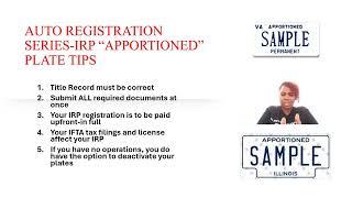 AUTO REGISTRATION SERIES IRP "APPORTIONED" PLATE TIPS, #IRP