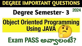 Degree Semester 3 - OOP Using JAVA Most Important Questions UNIT-WISE Weightage Degree Exam 2024