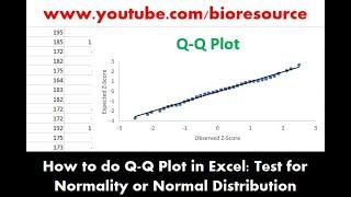 How to do Q-Q Plot / Quantile-Quantile Plot in excel - Test for Normality or Normal Distribution