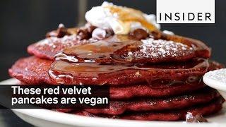 These red velvet pancakes are vegan