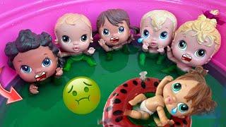 NEW Baby alive crib life dolls swimming in dirty pool! 