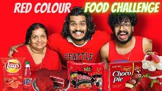 24 hours red colour food eating challenge 