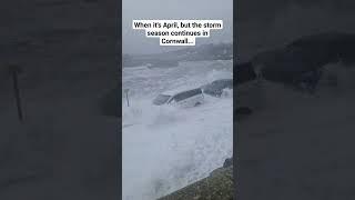 White van vs Wave. #cornwall #viewsofkernow #storm #waves #uk