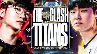 THE CLASH OF TITANS T1 VS GENG SEMIFINALS AT WORLDS 2024 - CAEDREL