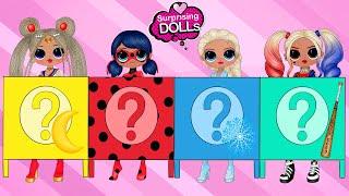 Ladybug, Elsa, Harley Quinn and Sailor Moon Clothes Switch Up - DIY Paper Dolls & Crafts