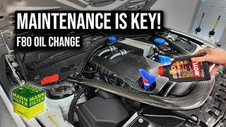 Oil change on my F80 M3 track car!