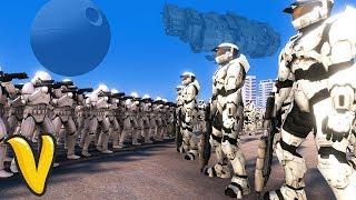 STAR WARS EMPIRE VS HALO UNSC! Ultimate Epic Battle Simulator Funny Moments!