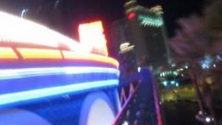 Speed - The Ride at night Front Seat on-ride POV Las Vegas NASCAR Café