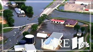 SKY 11 flies over flooded Jackson, Minnesota