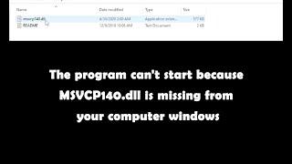 The program can't start because MSVCP140.dll is missing from your computer windows (SOLVED)