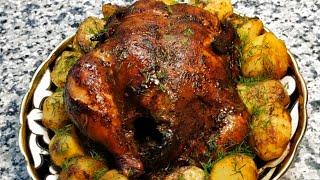 Сочнейшая курица-гриль на вертеле в духовке с картошкой  Grilled chicken, baked with potatoes