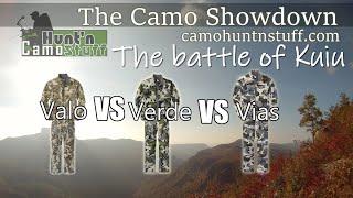 Kuiu Valo Vs Verde Vs Vias in a Camo Showdown on 16 Backgrounds and in Deer Vision