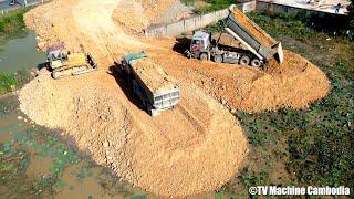 EP4 Best Operator Skills Processing Project Land Filling KOMATSU Dozer D60P Push & Leveling Stone