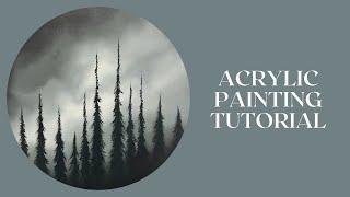 Acrylic Blending Tutorial - Cloudy Sky & Trees Step by Step