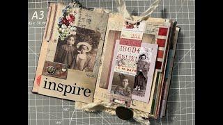 Double Bellybands - Across Two Pages - Using Up Our Tim Holtz Stash