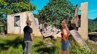 DEMOLISHING THE OLD ABANDONED FARMHOUSE ON OUR 8 ACRE OFF GRID PROPERTY!