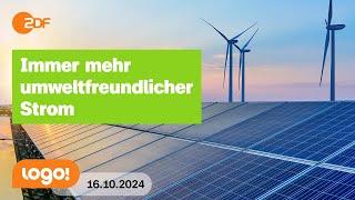 Wissenschaftler: Erneuerbare Energien wachsen immer schneller | logo! Nachrichten vom 16.10.2024