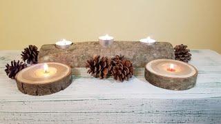 DIY How to make Maple Rustic log Tea candleholders