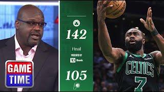 NBA Gametime crew react Jaylen Brown gets 44 Pts as Celtics DESTROY Pacers 143-105