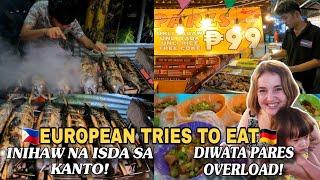 My European wife tries to eat Inihaw na Isda sa Kanto+Diwata Pares Overload!Pinoy and German Family.