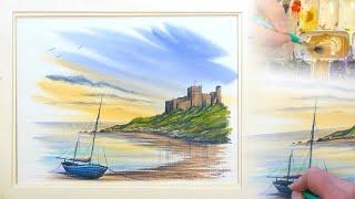 Paint a Seascape In Watercolours, With Castle & Boat