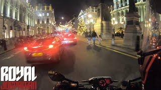 London lights on a Husqvarna Nuda 900R