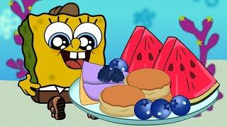 SPONGEBOB SquarePants eating yummy pancakes Mukbang Animation #spongebob #animation #mukbang