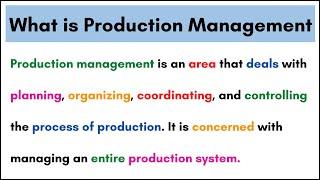 No.1 ~ What is Production Management | Production Management kya hai |