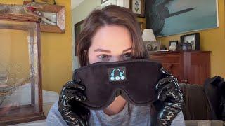 Wearing Latex Gloves while Reviewing Snoozy Sleep ASMR Sleep Mask - Smoking in Latex at the End!