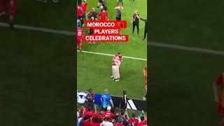 Morocco players celebrating beating Spain with their mothers and fans Reactions/ Hakimi