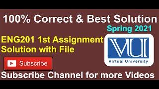 Eng201 assignment 1 solution || 100% correct solution of eng201 assignment 1 spring 2021