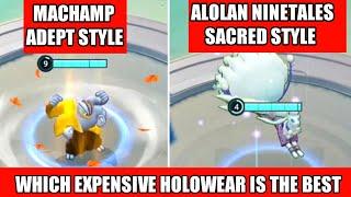 Machamp Adept VS Alolan Ninetales Sacred Style Most Expensive Holowear comparison - Pokémon Unite