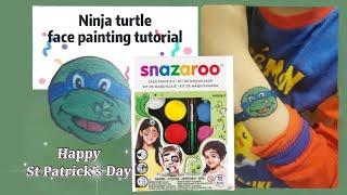 Simple Ninja turtle face painting tutorial for St Patrick's Day/ How to use Snazaroo face paint kit