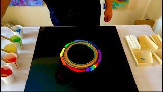 Vibrant + Colorful Rainbow  Burst - Acrylic Pour Painting