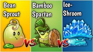 Bean Sprout VS Bamboo Spartan VS Ice-Shroom | Plant vs Plant | Who will win? | Plants vs Zombies 2