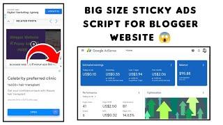 Big Size Sticky Ads Script For Blogger Website  Sticky Ads Script For Blogger Website | Tech Uikey