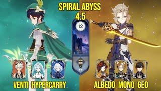 C0 Venti Hypercarry & C2 Albedo Mono Geo | Genshin Impact Spiral Abyss Version 4.5