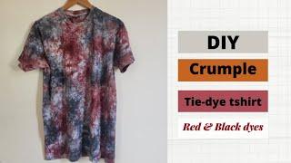 How to DIY Crumple tie-dye tshirt with black and red dye. #howtotiedye #tiedye #tiedyetshirts #DIY