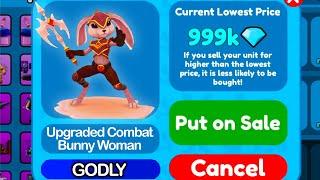 I SOLD UPGRADED COMBAT BUNNY WOMAN FOR *1M* GEMS  | Toilet Tower Defense