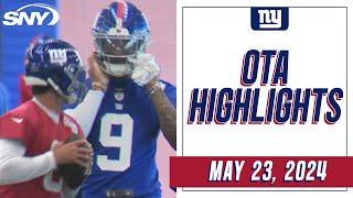 Daniel Jones, Malik Nabers, and Brian Burns get in reps at Giants OTAs | SNY