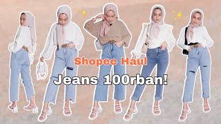 SHOPEE HAUL CELANA JEANS HASIL RACUN TIKTOK | HIGHWAIST JEANS, RIPPED JEANS, KULOT JEANS AFFORDABLE