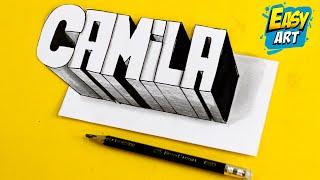  Dibujos 3D - Como DIBUJAR Nombres en 3D  CAMILA  Dibujar letras BONITAS - Easy Art