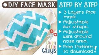 DIY 3 Layers Fabric Face Mask with filter pocket - Free Downloadable Pattern